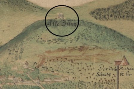 Glanzenberg- Staré mesto na Brinnovej banskej mape s pol. 18. storočia