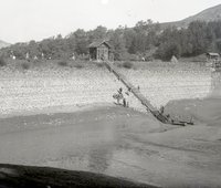 Hrádza Halčianskeho jazera, 1930, autor: S. Protopopov (neg. 44760)/Dam of Halča water reservoir, 1930, author: S. Protopopov (neg. 44760)